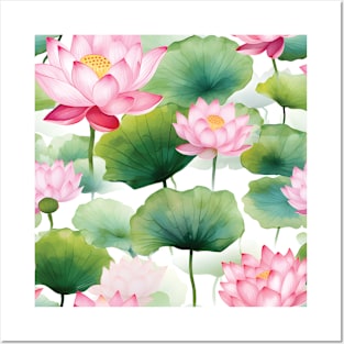 Lotus Bliss: Serene Flower Pattern Posters and Art